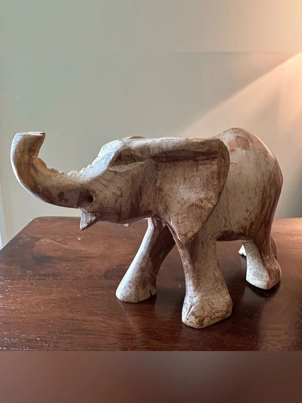 Wooden, hand carved elephant